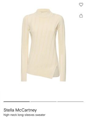 Stella McCartney Off-White Ribbed High-Neck Sweater with Side Slit